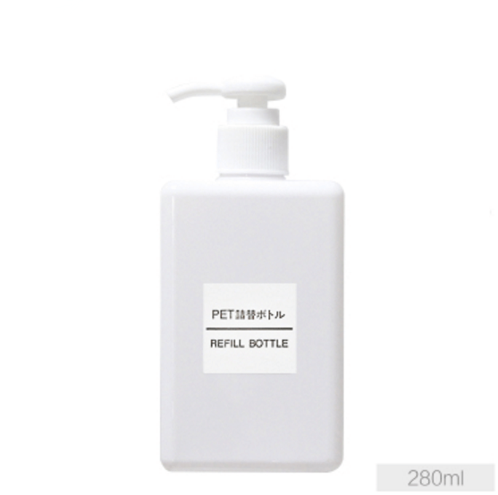 Clear plastic shampoo bottle