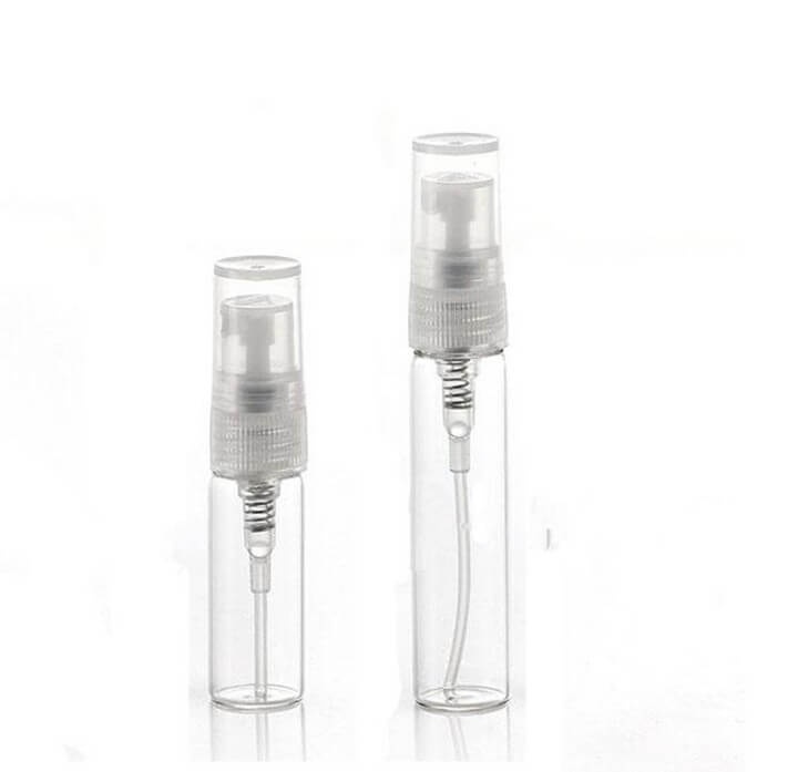 Tubular shape clear glass perfume srpay bottle